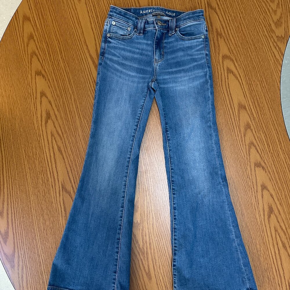 AE Boho Flare Jeans | Medium Wash Stretch Denim